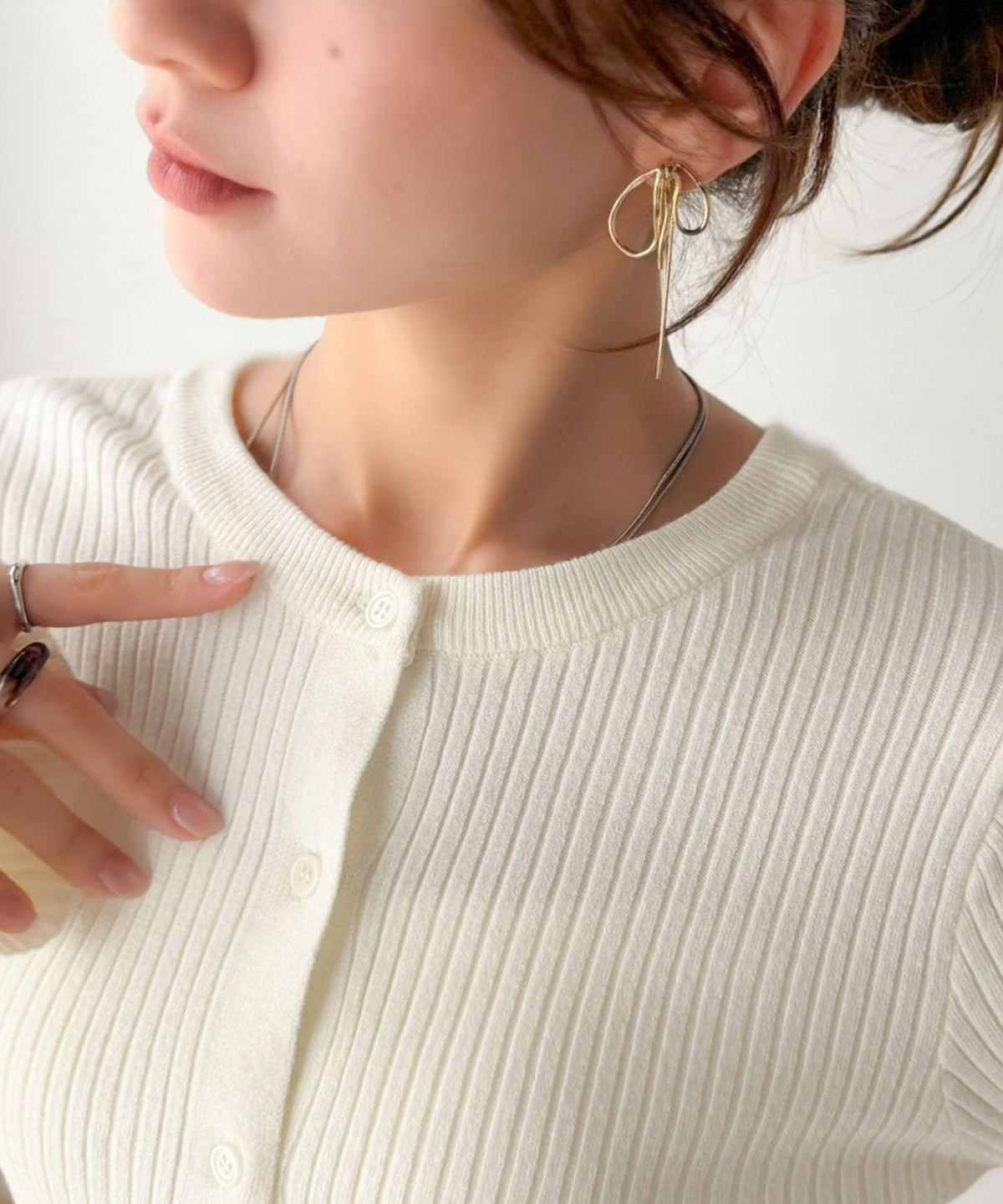 《marina×クラシカルエルフコラボ》2点セット♪重ねても、別々でも着映える。前後2Wayニットカーディガン×ビスチェアンサンブル ce1015117