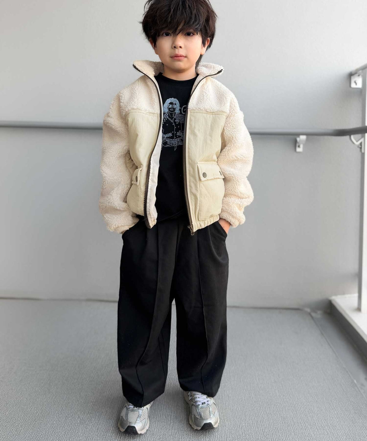 《MAIKO×クラシカルエルフコラボ》【キッズ】ママとお揃いできる♪ボア×ナイロン ポケット付き アウトドアブルゾン ck1010655