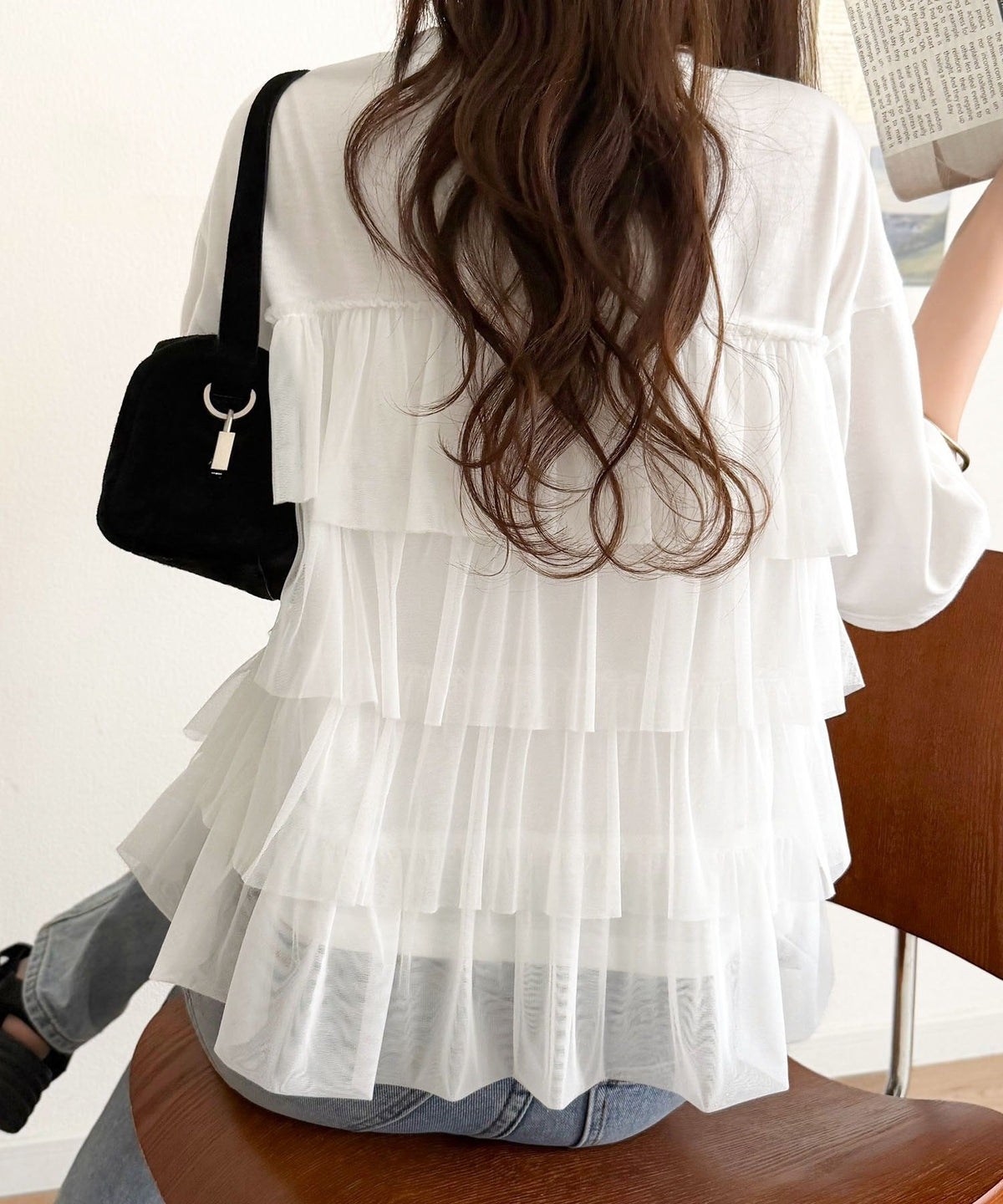 重ねてる風、が今っぽい。ビスチェ風チュールフリルドッキングTシャツ（半袖） ce1010572