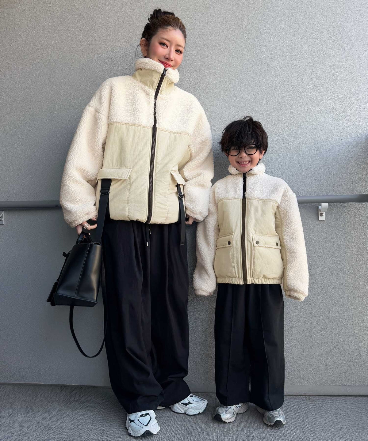 《MAIKOさん×クラシカルエルフコラボ》【親子リンクコーデ可】異素材コンビが魅せる旬のアクティブモード。ボア×ナイロンポケットデザインアウトドアブルゾン ce1010655