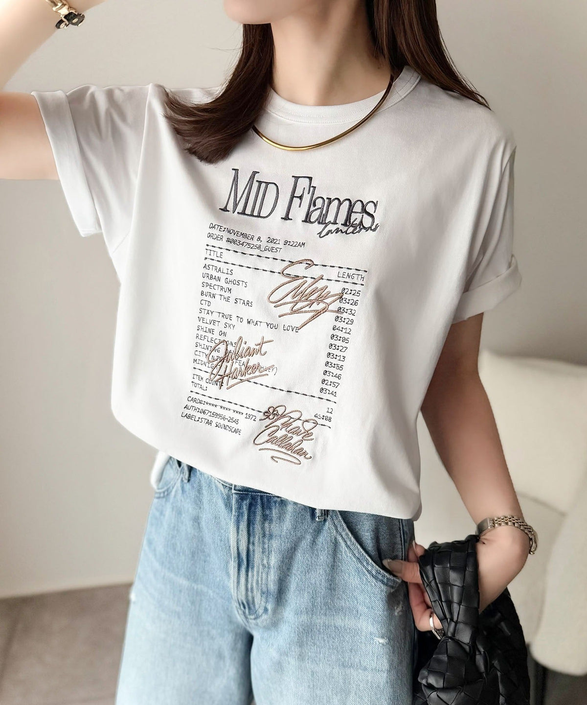 【接触冷感機能付き】遊びゴコロをくすぐる。筆記体サイン調ロゴ刺繍Tシャツ（半袖） ce1260551