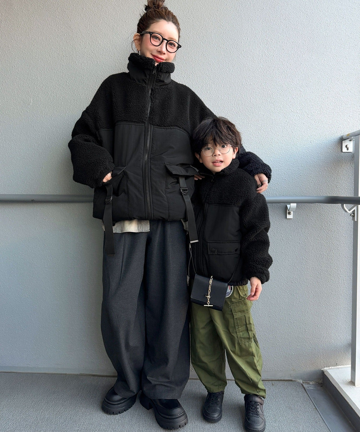 《MAIKO×クラシカルエルフコラボ》【キッズ】ママとお揃いできる♪ボア×ナイロン ポケット付き アウトドアブルゾン ck1010655