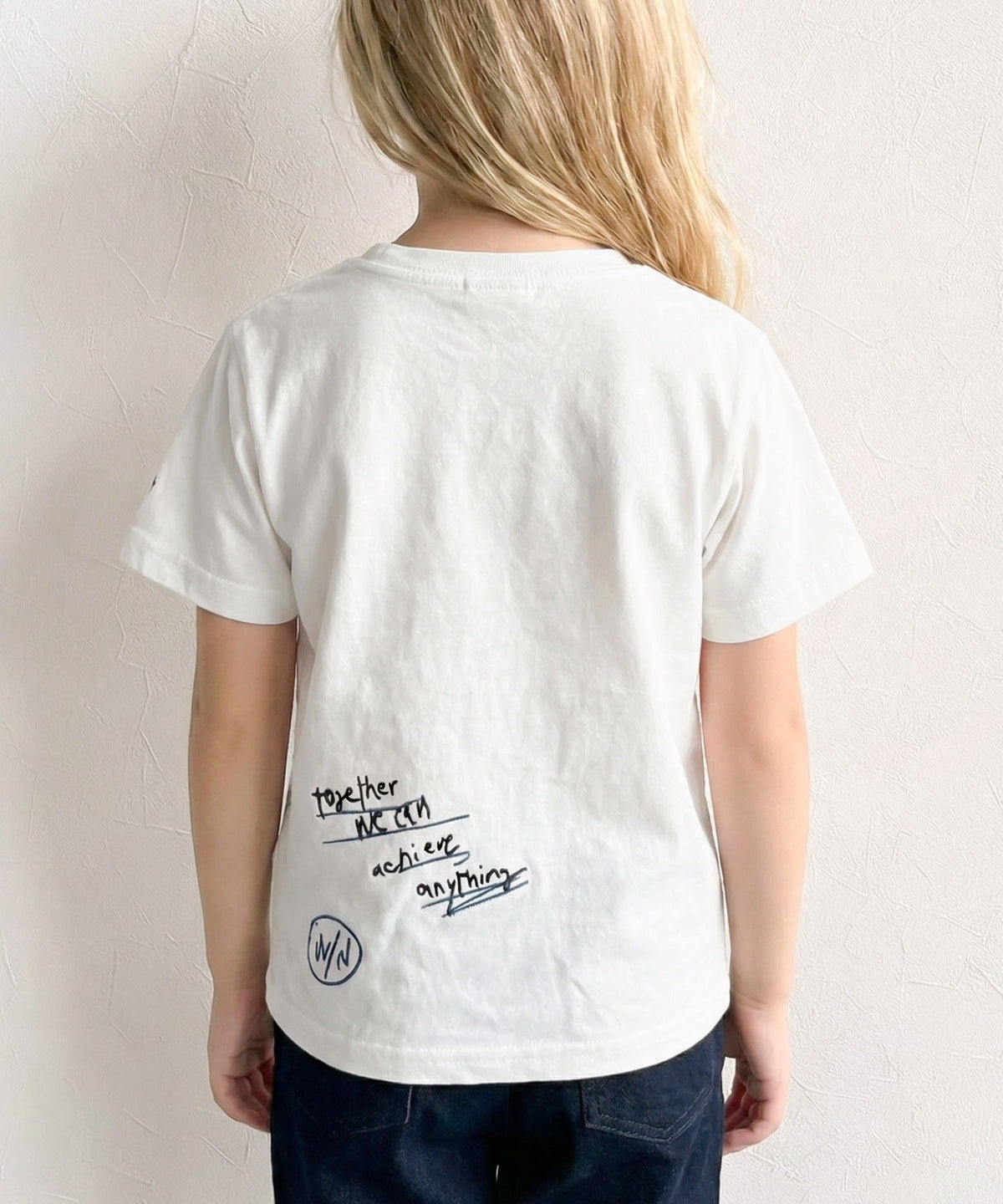 【キッズ】親子リンクコーデも楽しめる！綿100%らくがき風刺繍 無地＆ボーダー柄半袖Tシャツ ck1260396