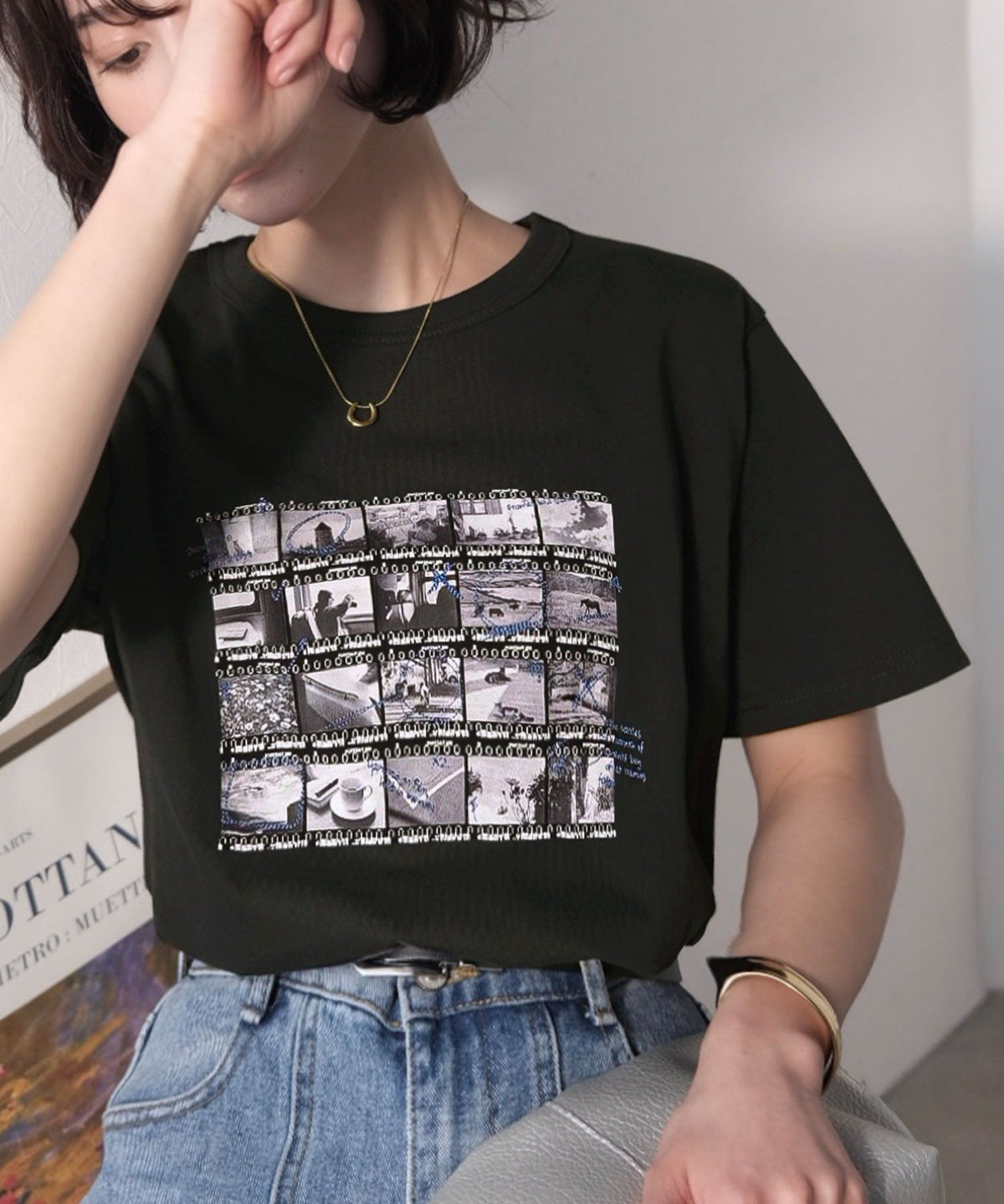 【接触冷感機能付き】ただのTシャツじゃ、終わらない。フィルムネガフォトプリント×ラクガキ刺繍Tシャツ（半袖） ce1260553