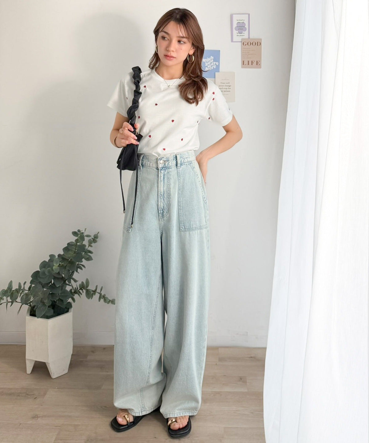 【キッズ】《JaVaジャバコラボ》親子お揃い リンクコーデできちゃう！ミニハート刺繍Tシャツ（半袖） jk1010470