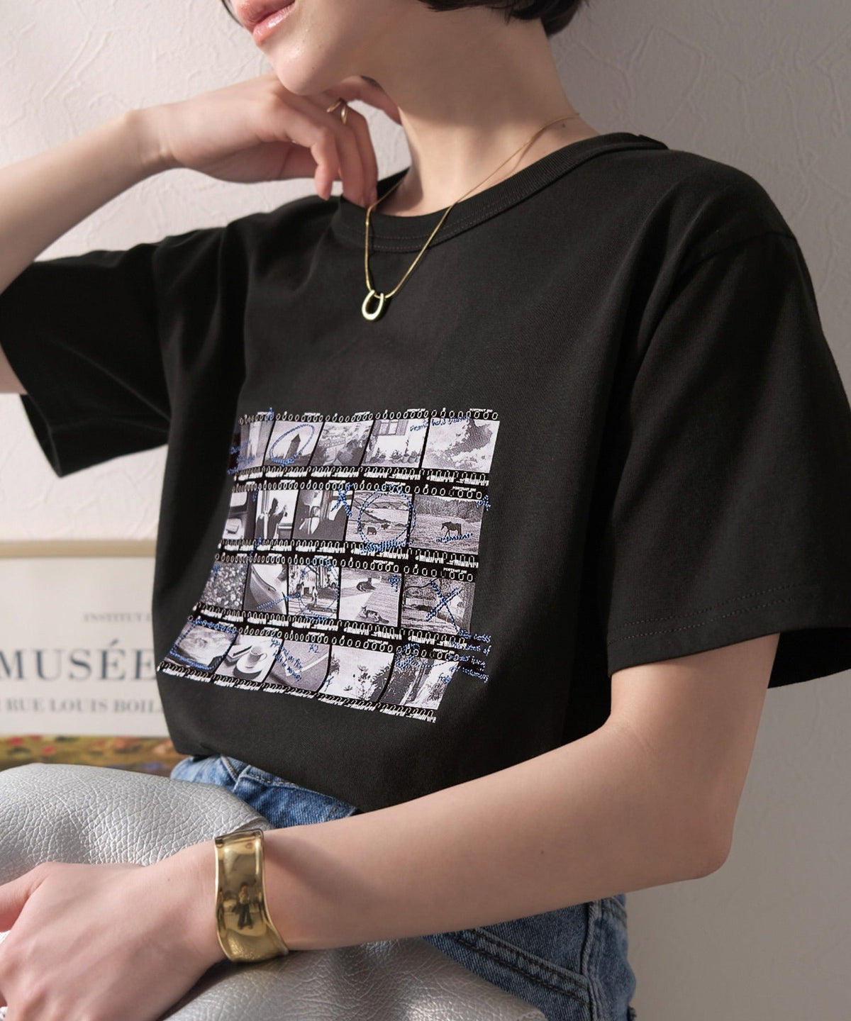 【接触冷感機能付き】ただのTシャツじゃ、終わらない。フィルムネガフォトプリント×ラクガキ刺繍Tシャツ（半袖） ce1260553