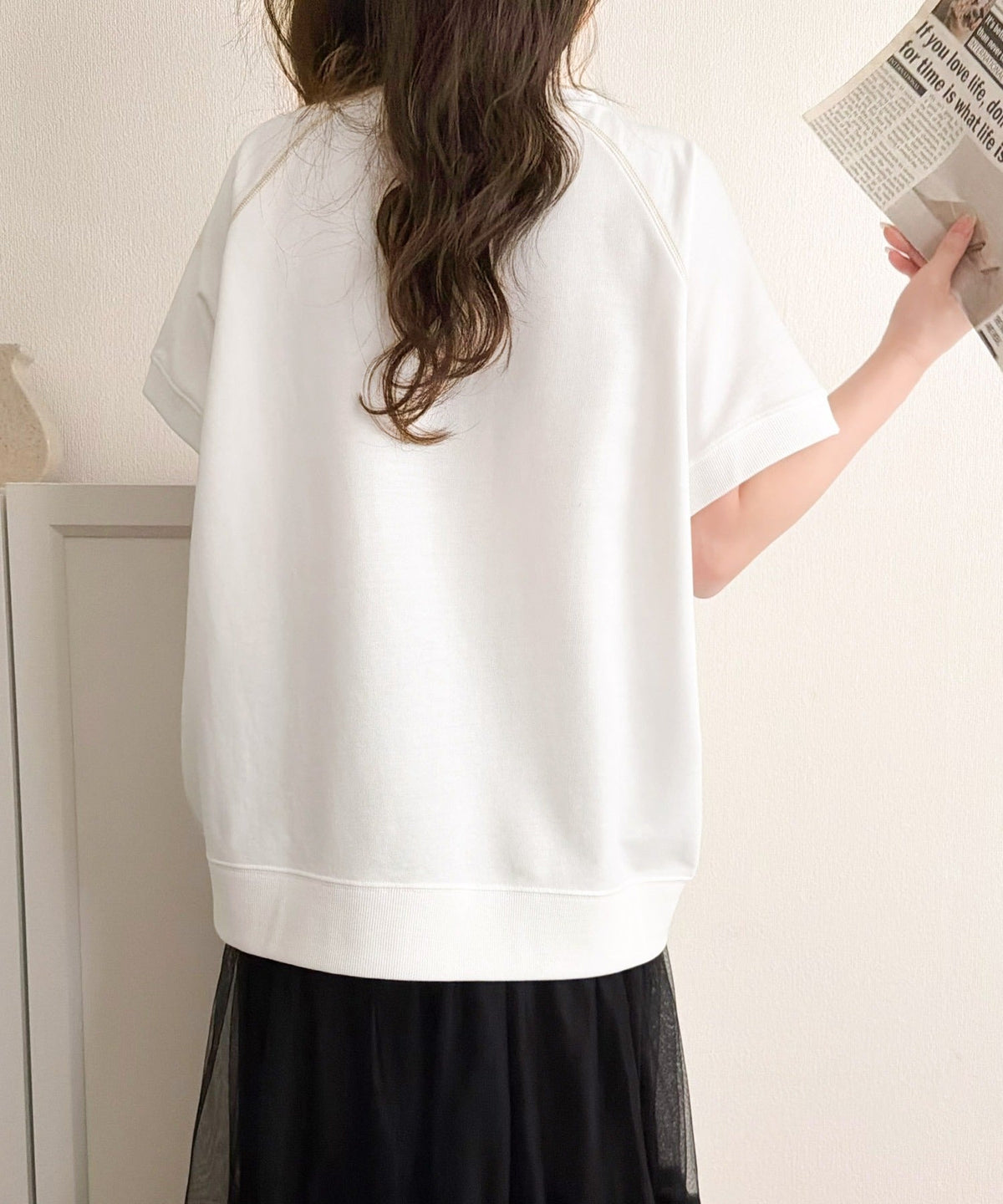 垢抜け配色で大人の抜け感プラス。胸刺繍ラグラン配色ステッチミニ裏毛TEE ce1330088