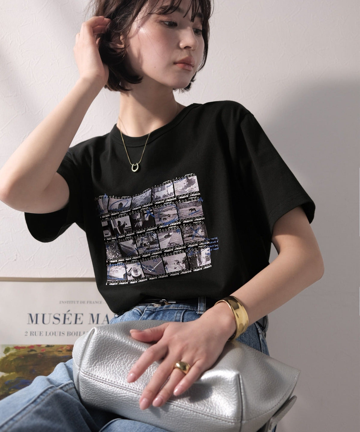 【接触冷感機能付き】ただのTシャツじゃ、終わらない。フィルムネガフォトプリント×ラクガキ刺繍Tシャツ（半袖） ce1260553