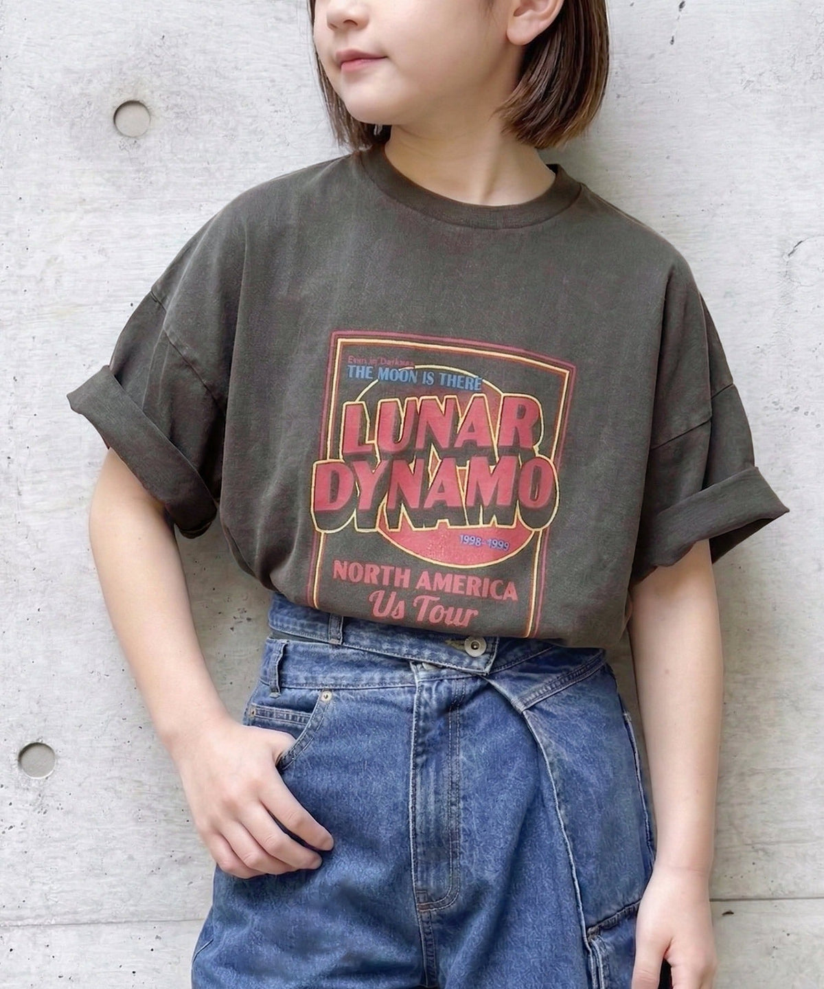 【キッズ】《JaVaジャバ コラボ》綿100％親子リンクコーデも楽しめる！こなれ感抜群のピグメントT。JAVAピグメントツアーロゴビッグTシャツ jk1029024