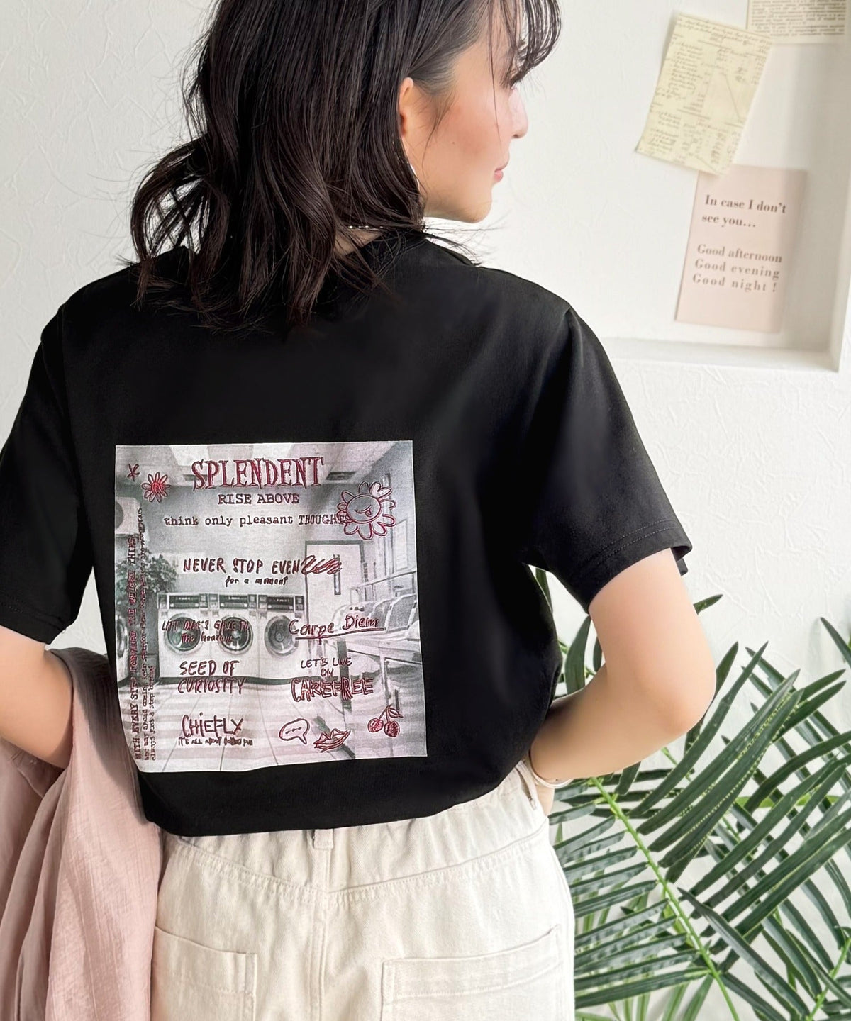 【接触冷感機能付き】背中で魅せる、遊び心とヴィンテージ。コインランドリーバック刺繍Tシャツ（半袖） ce1260549