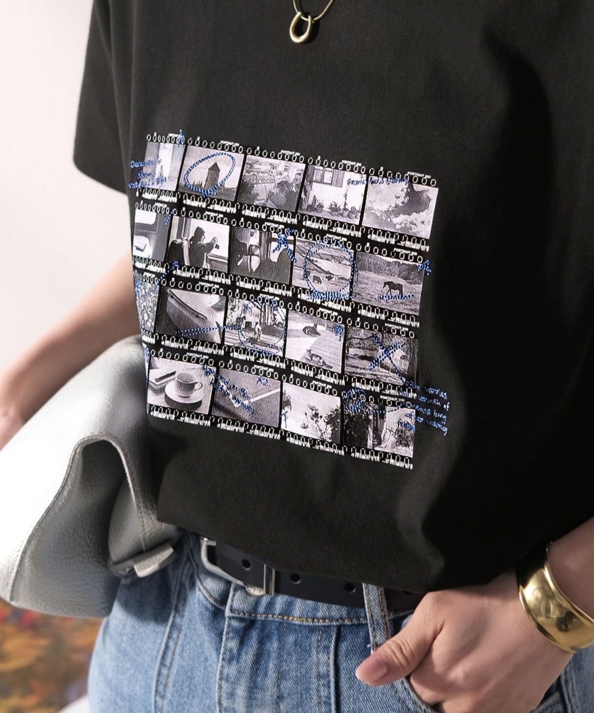 【接触冷感機能付き】ただのTシャツじゃ、終わらない。フィルムネガフォトプリント×ラクガキ刺繍Tシャツ（半袖） ce1260553
