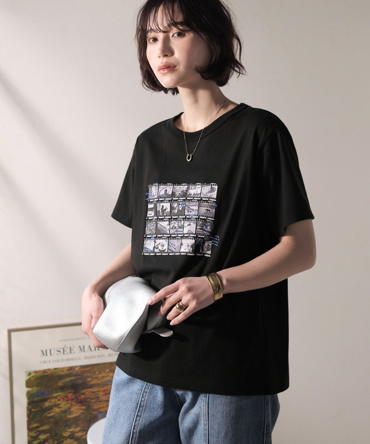 【接触冷感機能付き】ただのTシャツじゃ、終わらない。フィルムネガフォトプリント×ラクガキ刺繍Tシャツ（半袖） ce1260553
