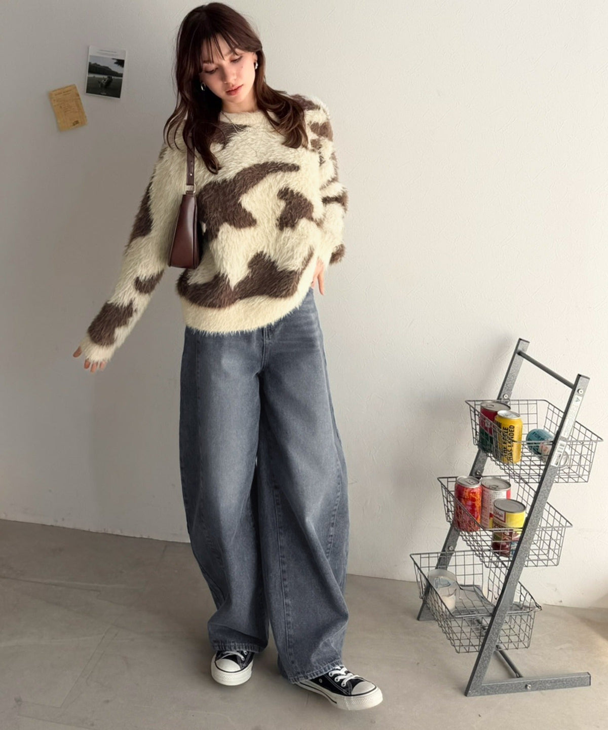 《MAIKOさん×クラシカルエルフコラボ》【親子リンクコーデ可】1枚で主役級！ニュアンス柄ニットプルオーバー ce1015113