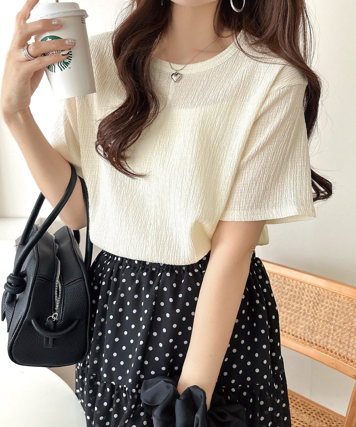 軽やか涼感、さらり抜け感。楊柳ベーシックTシャツ(半袖) ce1260529