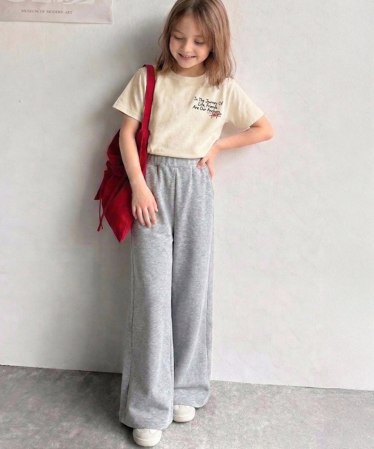 【キッズ】親子リンクコーデも楽しめる！綿100%らくがき風刺繍 無地＆ボーダー柄半袖Tシャツ ck1260396