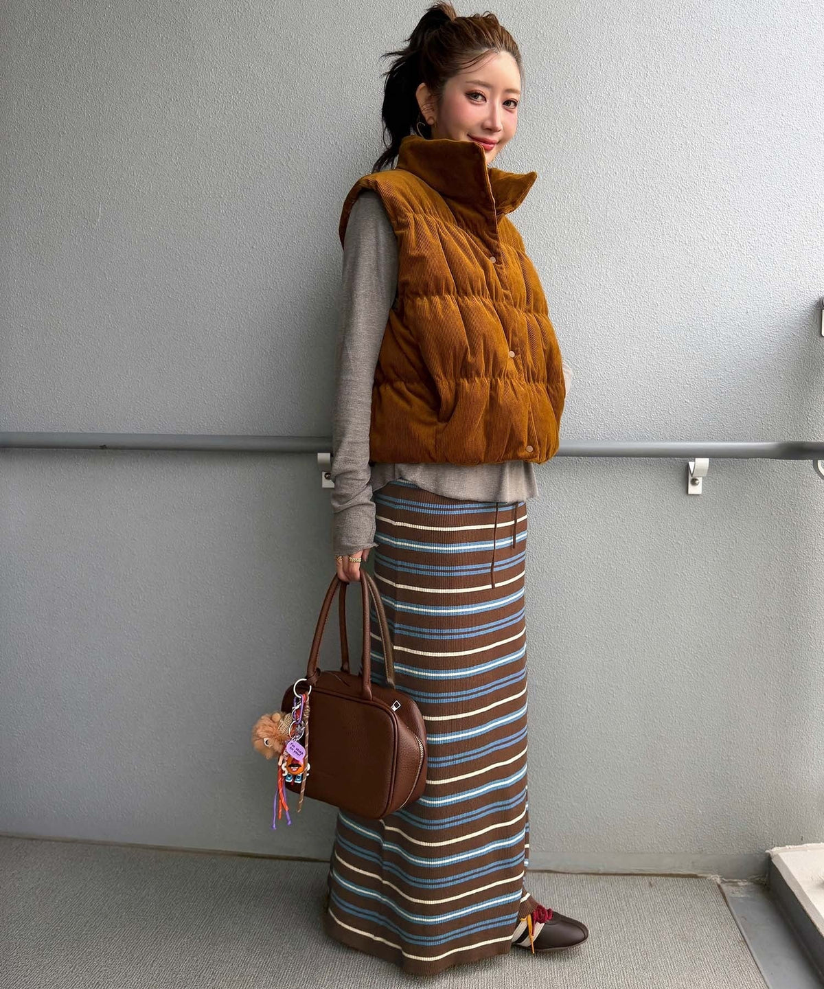 《MAIKOさん×クラシカルエルフコラボ》大人の遊び心をくすぐる、主役級ボーダー。ボーダーニットナロースカート ce1015112