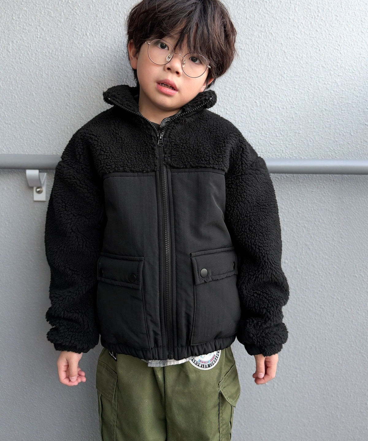 《MAIKO×クラシカルエルフコラボ》【キッズ】ママとお揃いできる♪ボア×ナイロン ポケット付き アウトドアブルゾン ck1010655
