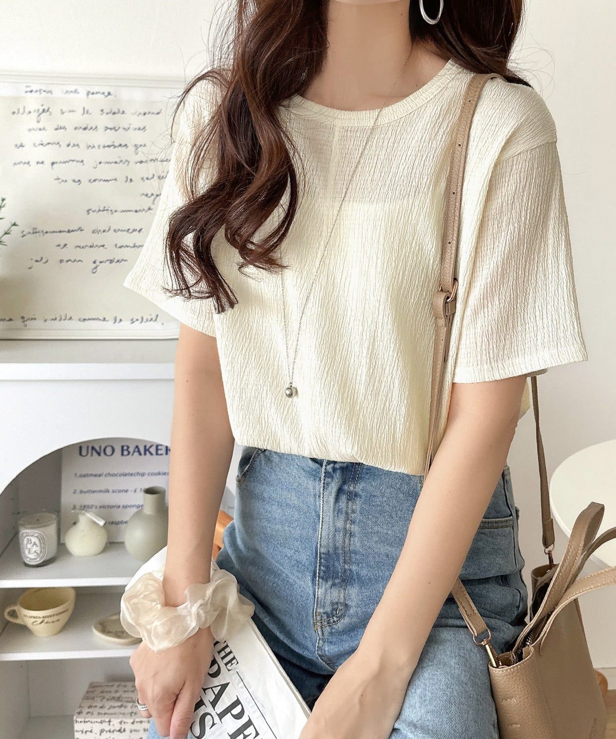 軽やか涼感、さらり抜け感。楊柳ベーシックTシャツ(半袖) ce1260529