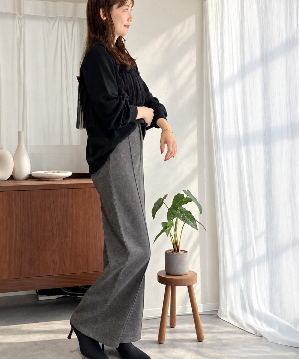 《ERIKOさん×クラシカルエルフコラボ》履くだけで美脚魅せ◎ 柔らかダンボールセンタープレスパンツ ce1015114