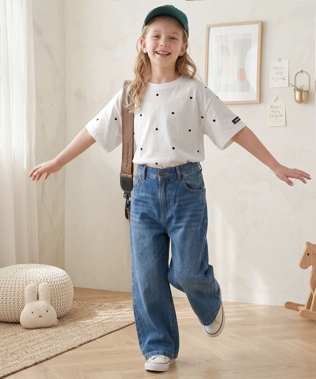 【キッズ】《JaVaジャバコラボ》親子お揃い リンクコーデできちゃう！ミニハート刺繍Tシャツ（半袖） jk1010470