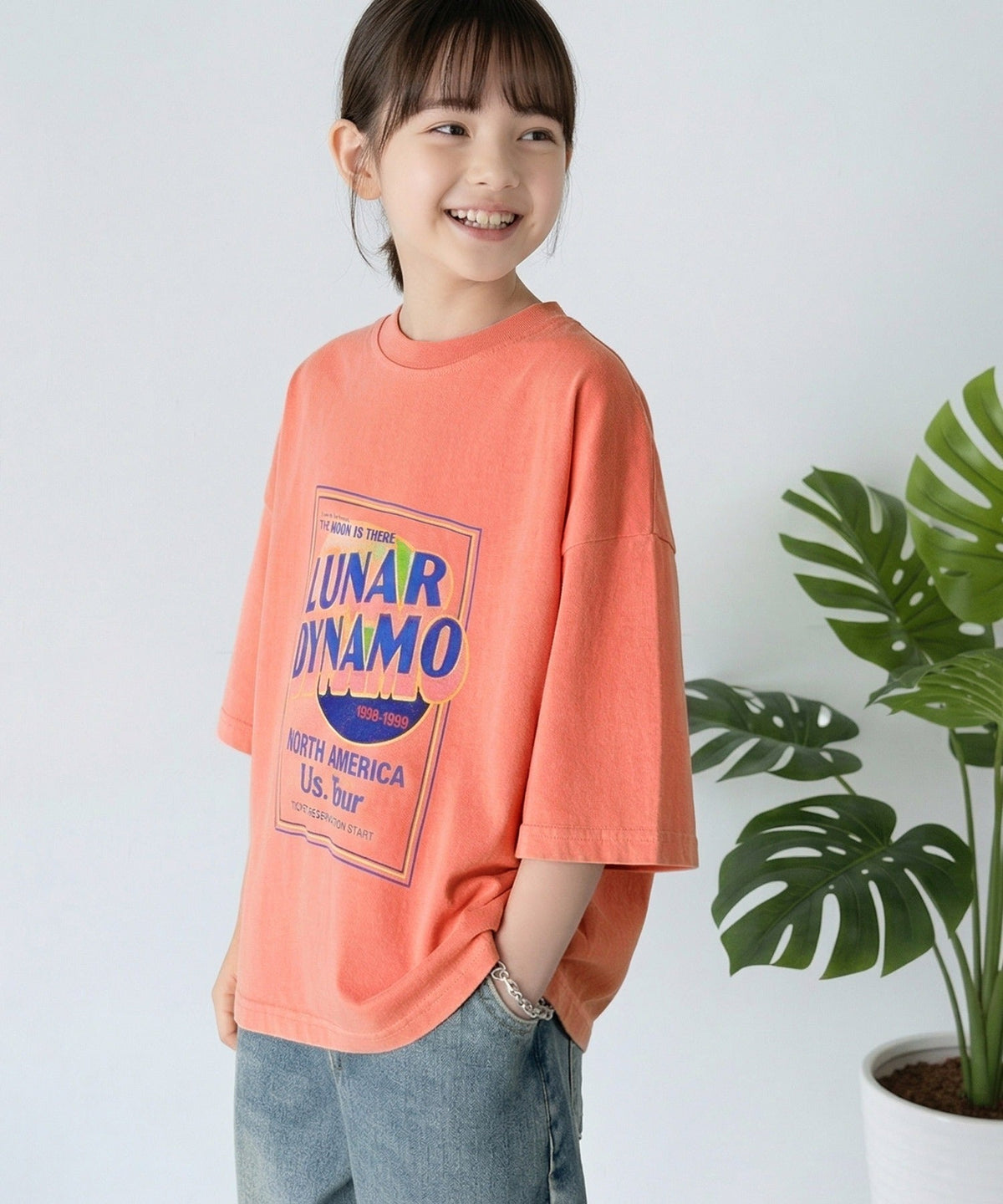 【キッズ】《JaVaジャバ コラボ》綿100％親子リンクコーデも楽しめる！こなれ感抜群のピグメントT。JAVAピグメントツアーロゴビッグTシャツ jk1029024