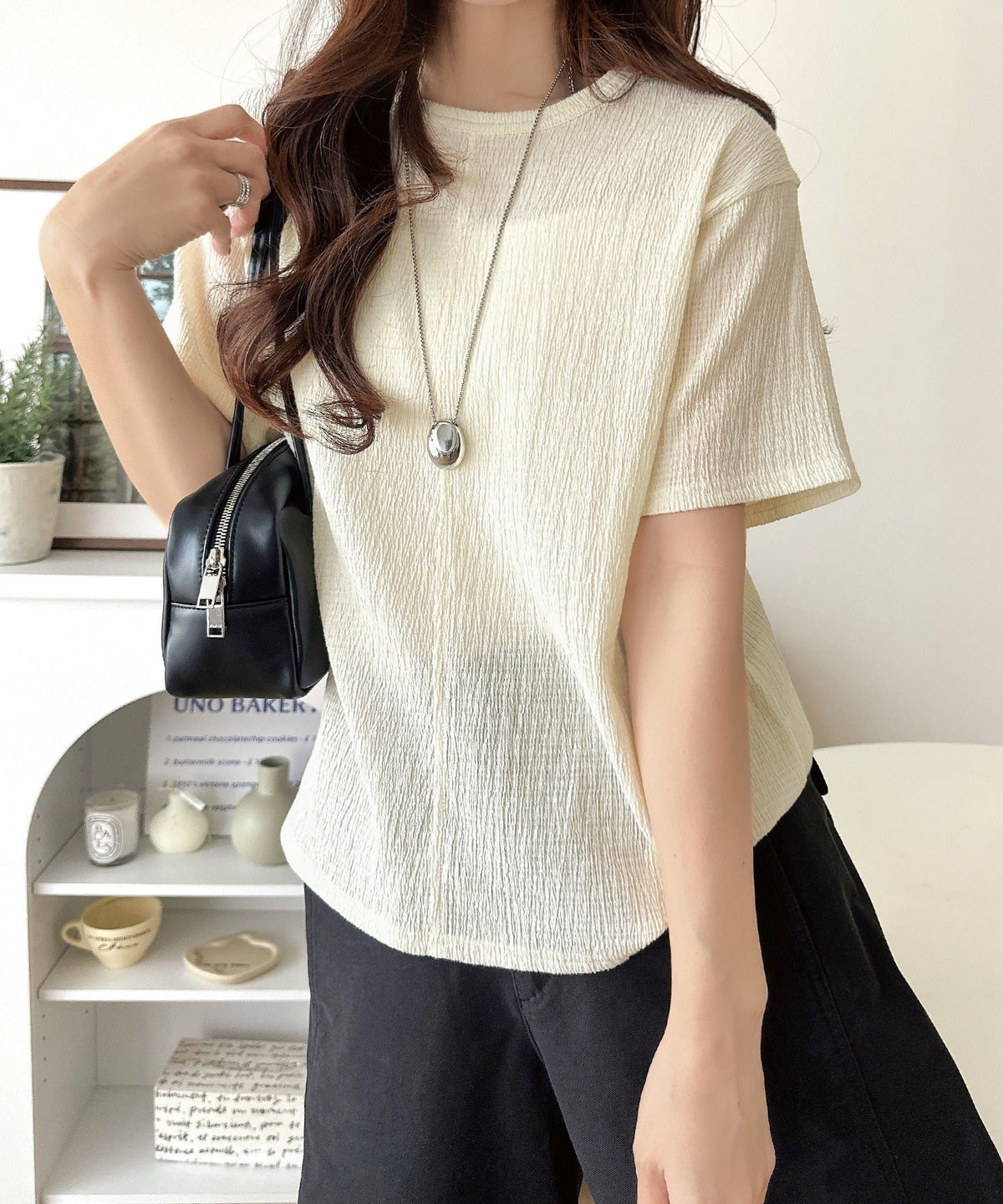 軽やか涼感、さらり抜け感。楊柳ベーシックTシャツ(半袖) ce1260529