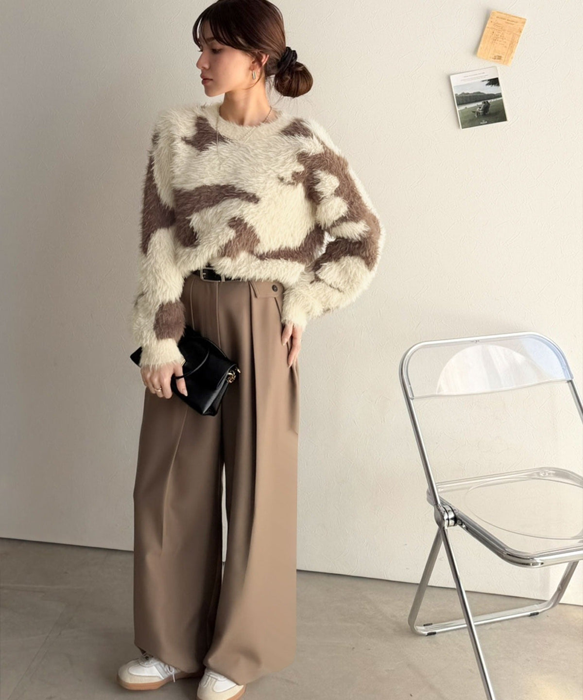 《MAIKOさん×クラシカルエルフコラボ》【親子リンクコーデ可】1枚で主役級！ニュアンス柄ニットプルオーバー ce1015113