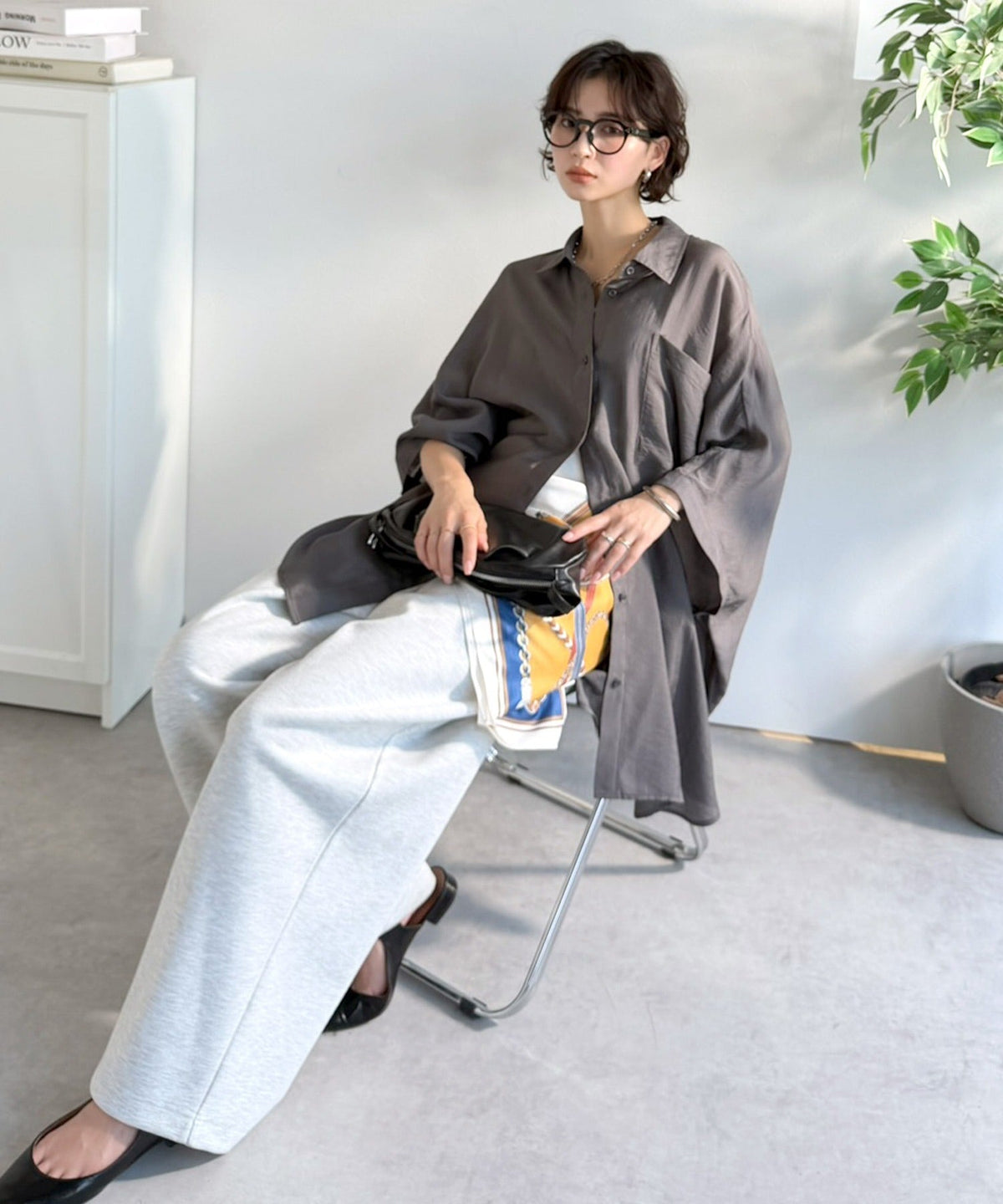 【接触冷感・吸水速乾機能付き】涼しさ＆上品さ。オーバーサイズシアードルマンシャツ（7分袖） ce1010540