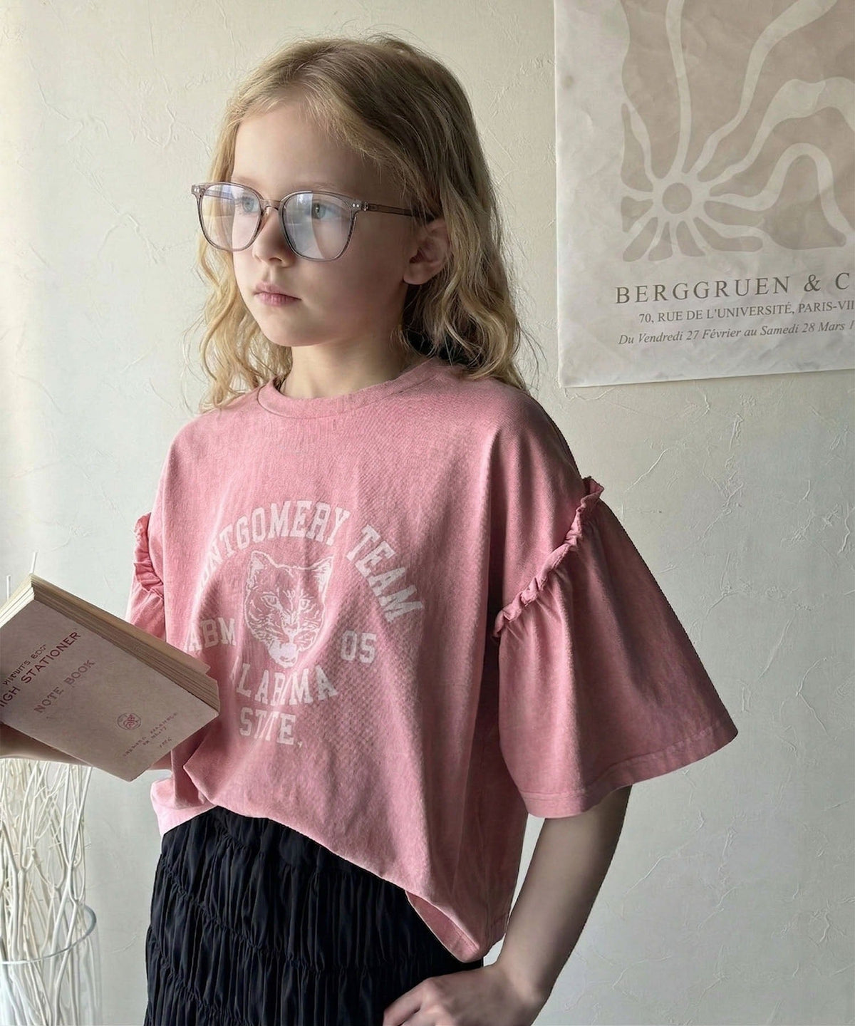【キッズ】親子リンクコーデ可能◎綿100%カレッジピグメント袖フリルTシャツ ck1020221