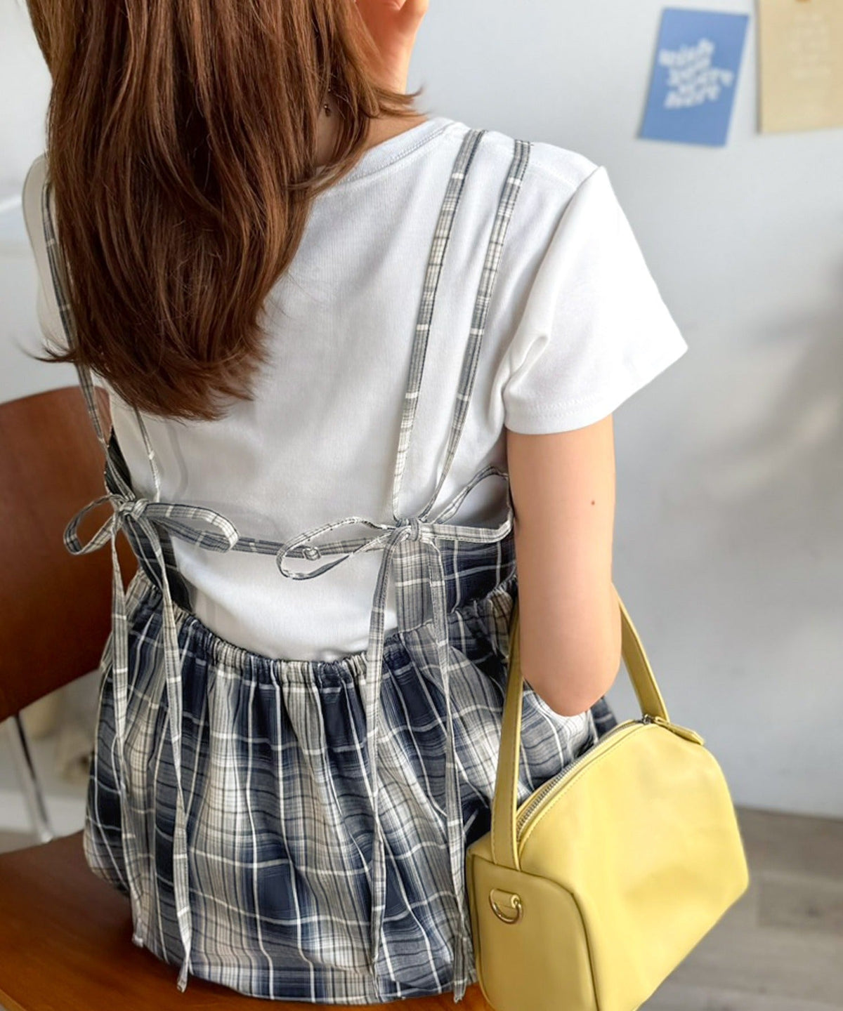 後ろ姿も可愛く盛れちゃう♪ふんわりシルエットで体型カバー。大人カジュアル チェックキャミワンピース ce1240121