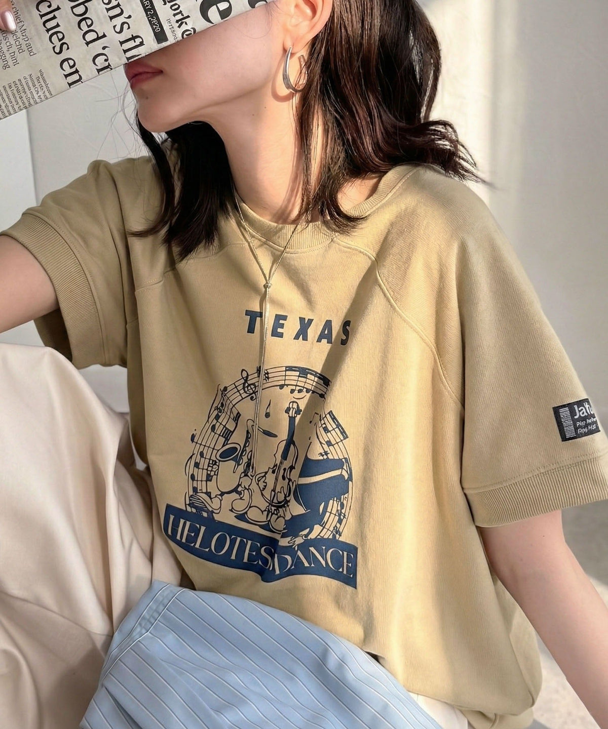 《JaVa ジャバコラボ》目を奪う、こなれ感。古着デザイン風ミュージックプリントTシャツ(半袖) jv1330086