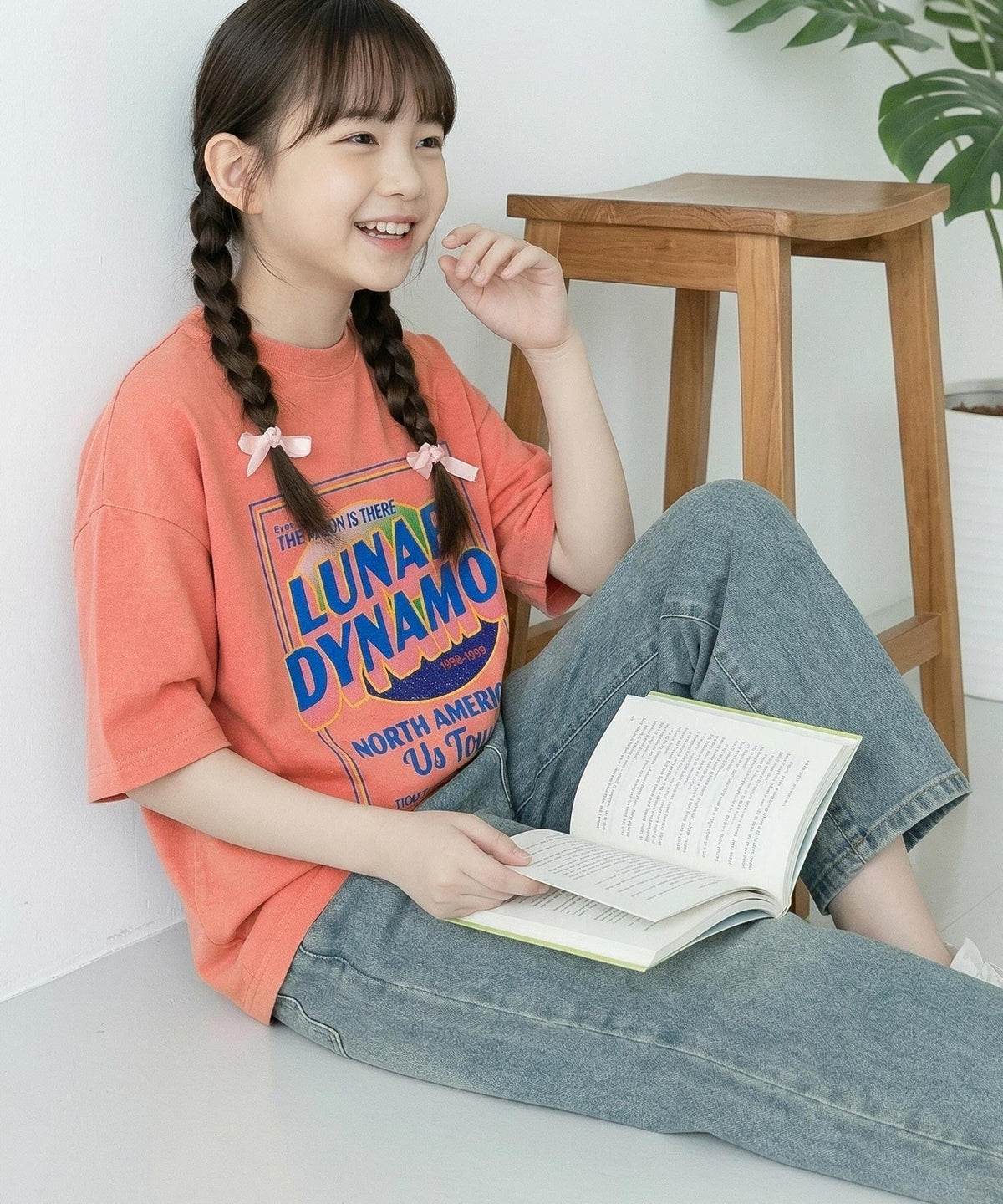【キッズ】《JaVaジャバ コラボ》綿100％親子リンクコーデも楽しめる！こなれ感抜群のピグメントT。JAVAピグメントツアーロゴビッグTシャツ jk1029024