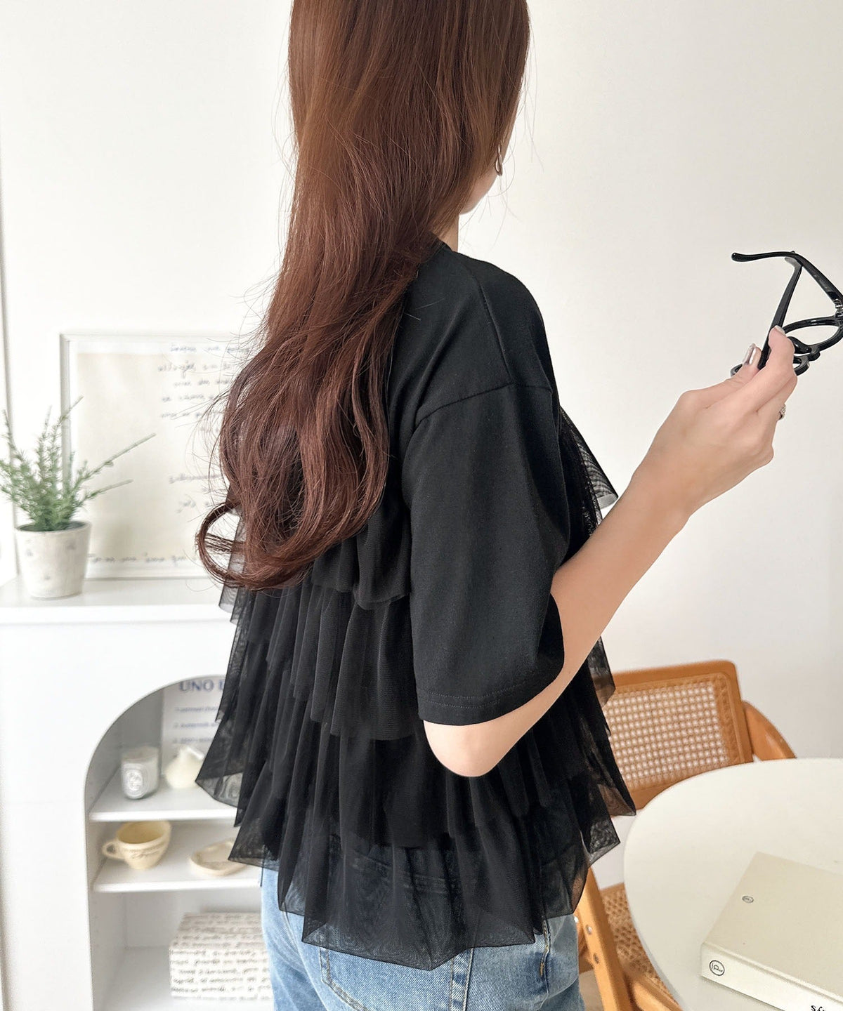 重ねてる風、が今っぽい。ビスチェ風チュールフリルドッキングTシャツ（半袖） ce1010572