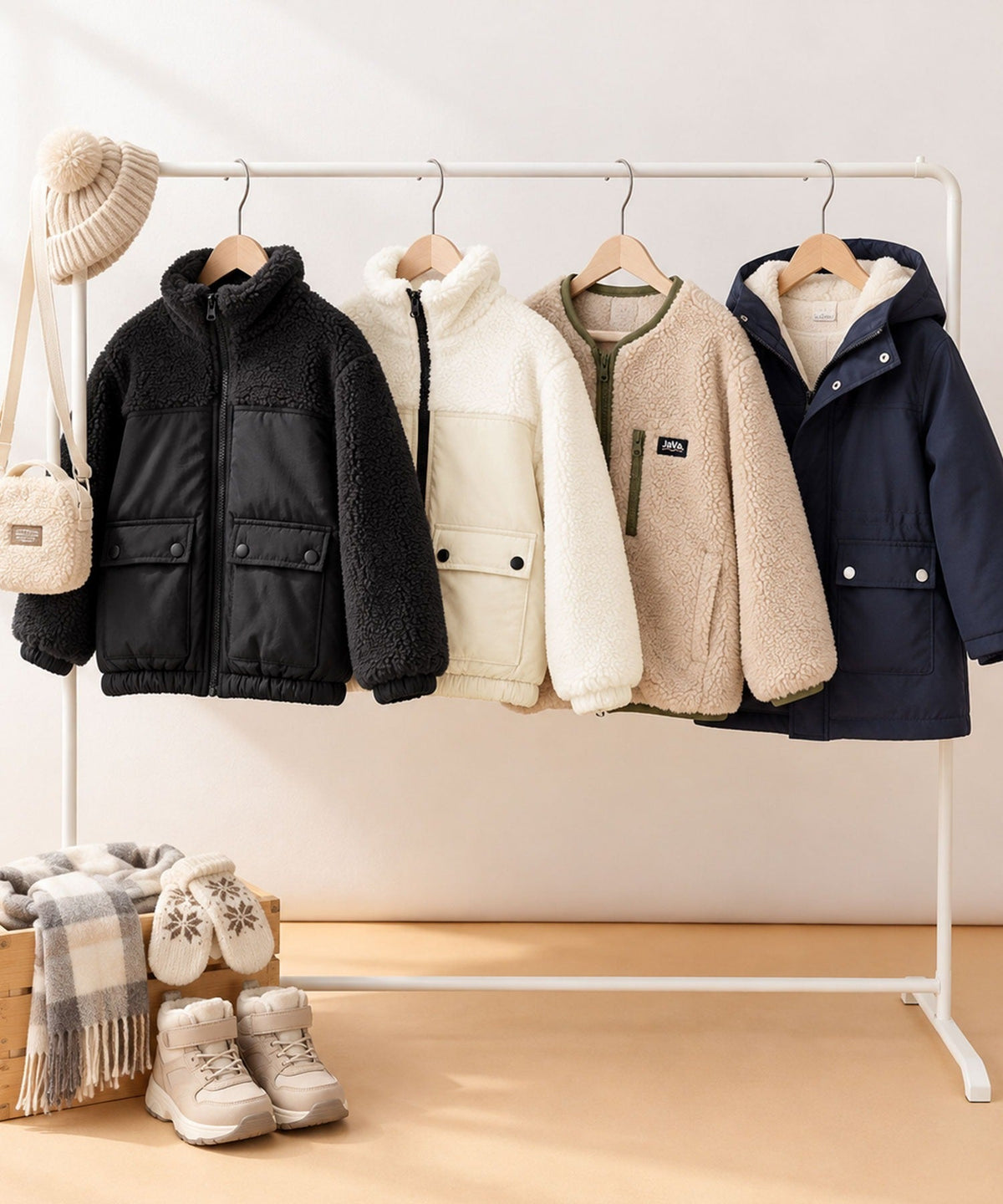 《MAIKO×クラシカルエルフコラボ》【キッズ】ママとお揃いできる♪ボア×ナイロン ポケット付き アウトドアブルゾン ck1010655