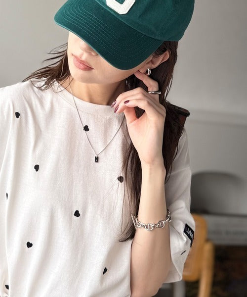 【キッズ】《JaVaジャバコラボ》親子お揃い リンクコーデできちゃう！ミニハート刺繍Tシャツ（半袖） jk1010470