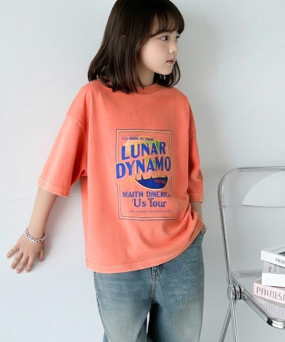 【キッズ】《JaVaジャバ コラボ》綿100％親子リンクコーデも楽しめる！こなれ感抜群のピグメントT。JAVAピグメントツアーロゴビッグTシャツ jk1029024