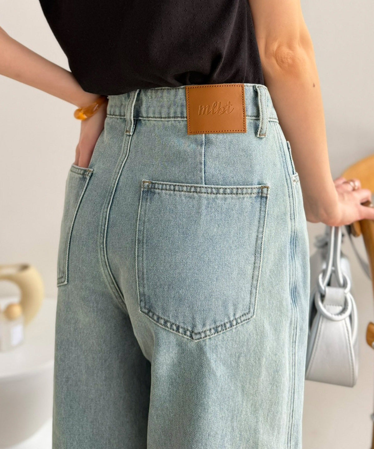 【mily bilet】盛れるワイド、優勝シルエット。ウエストアシメデザイン切り替えラインデニムパンツ mi0909026