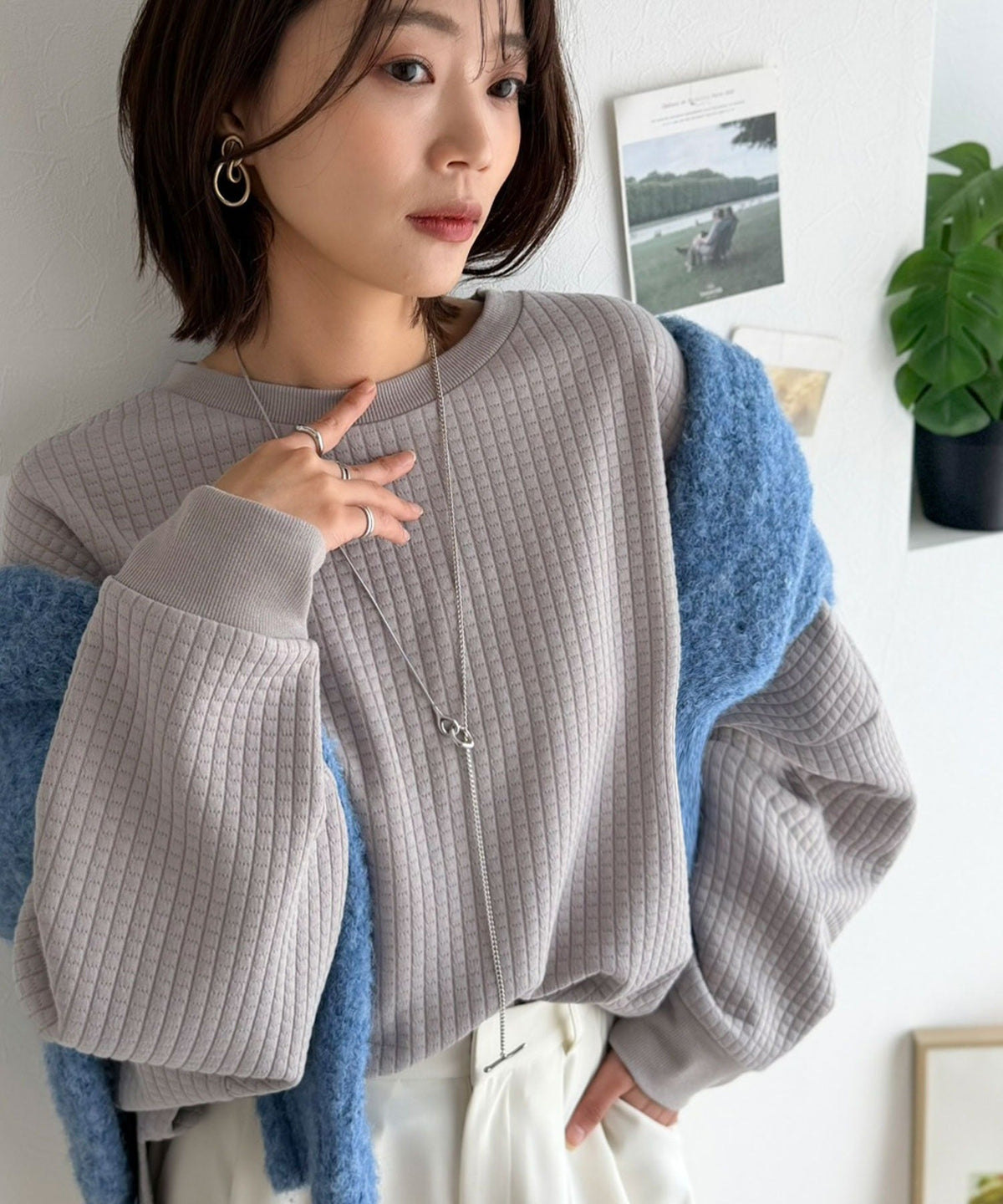 《JaVaジャバコラボ》ふわっと立体、さらっとこなれる。ふくれジャガードオーバーサイズプルオーバー（長袖） jv1010693