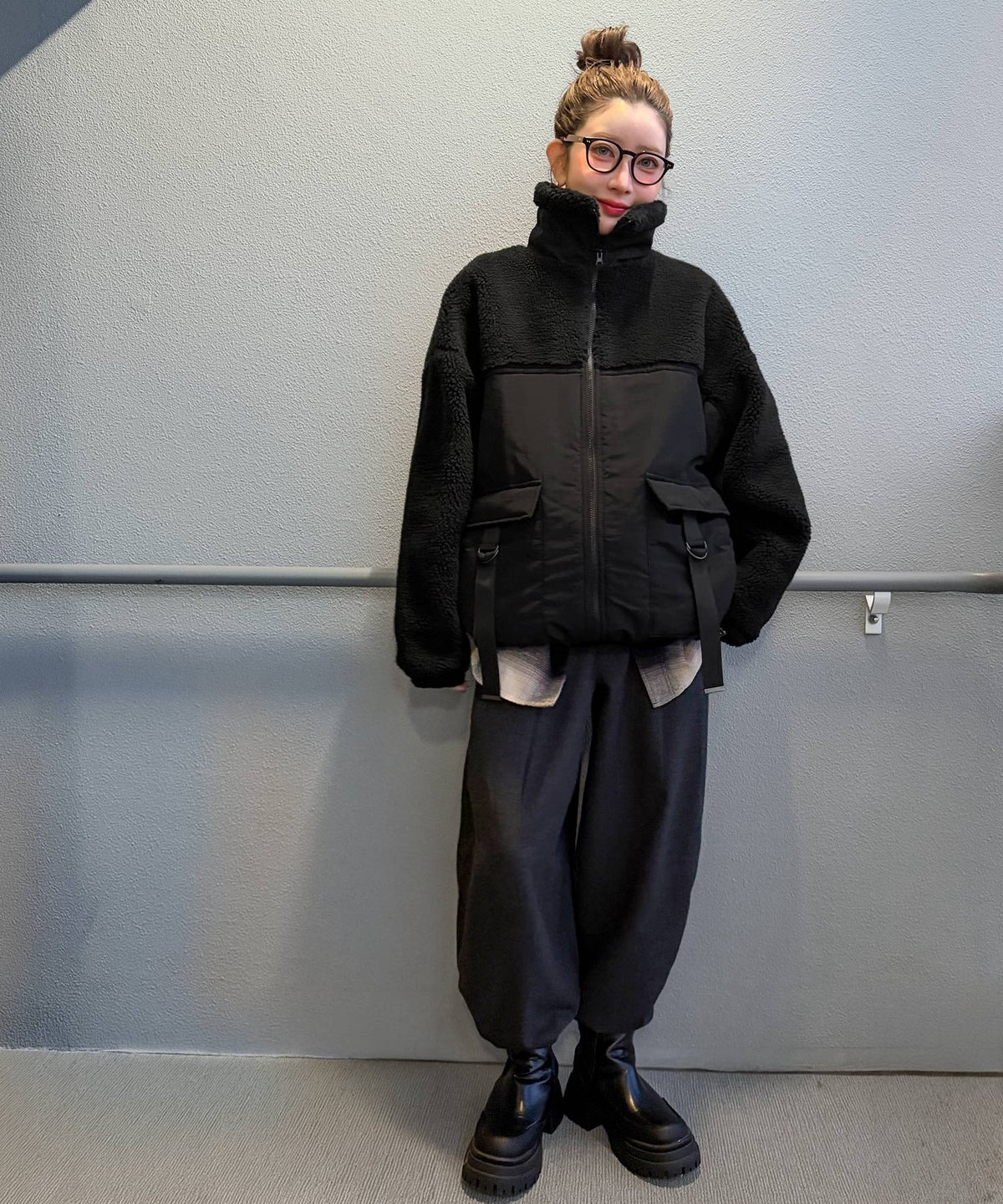 《MAIKOさん×クラシカルエルフコラボ》【親子リンクコーデ可】異素材コンビが魅せる旬のアクティブモード。ボア×ナイロンポケットデザインアウトドアブルゾン ce1010655