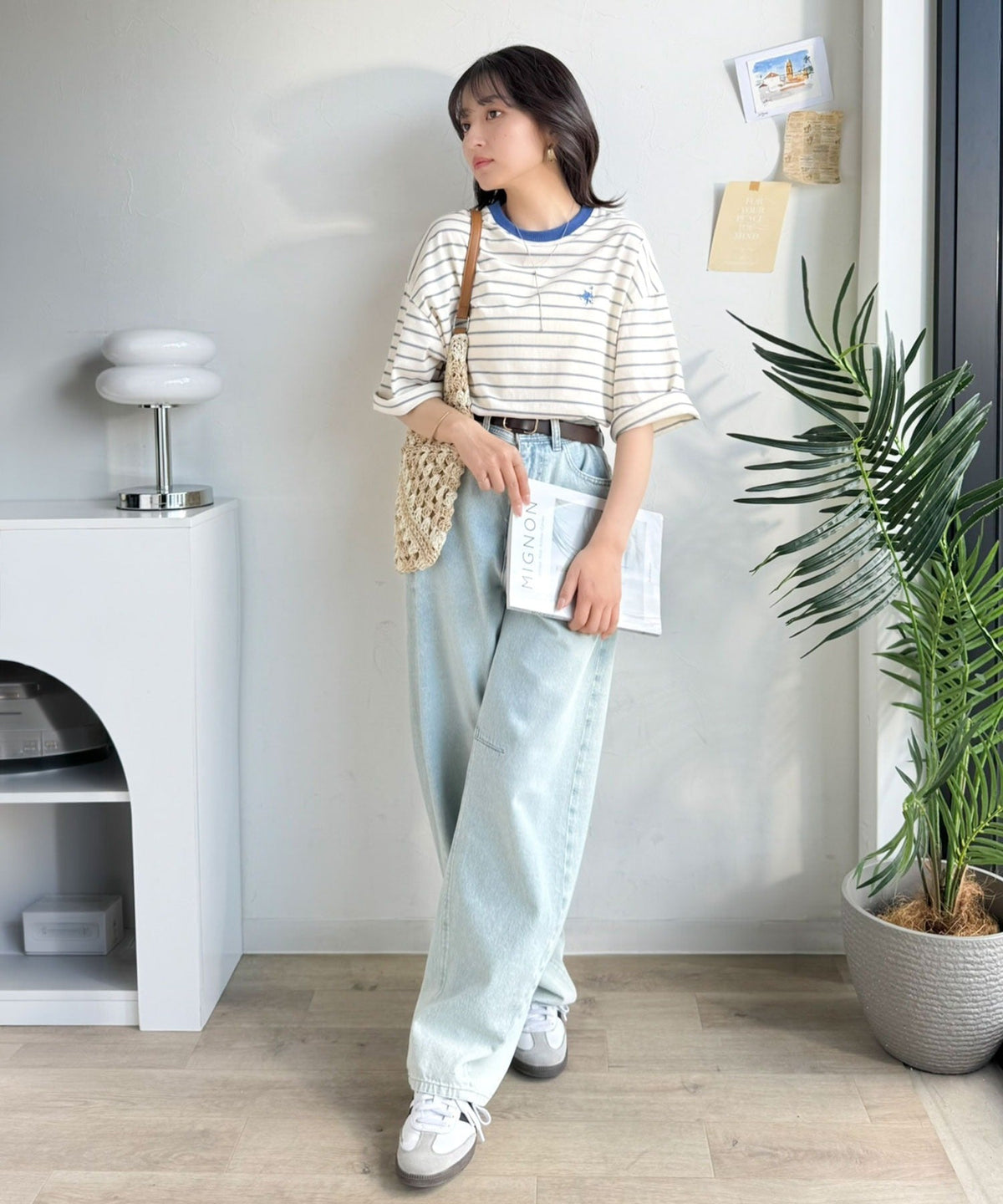 《JaVaジャバコラボ》着回し自在で日常に馴染む♪ 胸刺繍マルチボーダーアソートTシャツ jv1330097