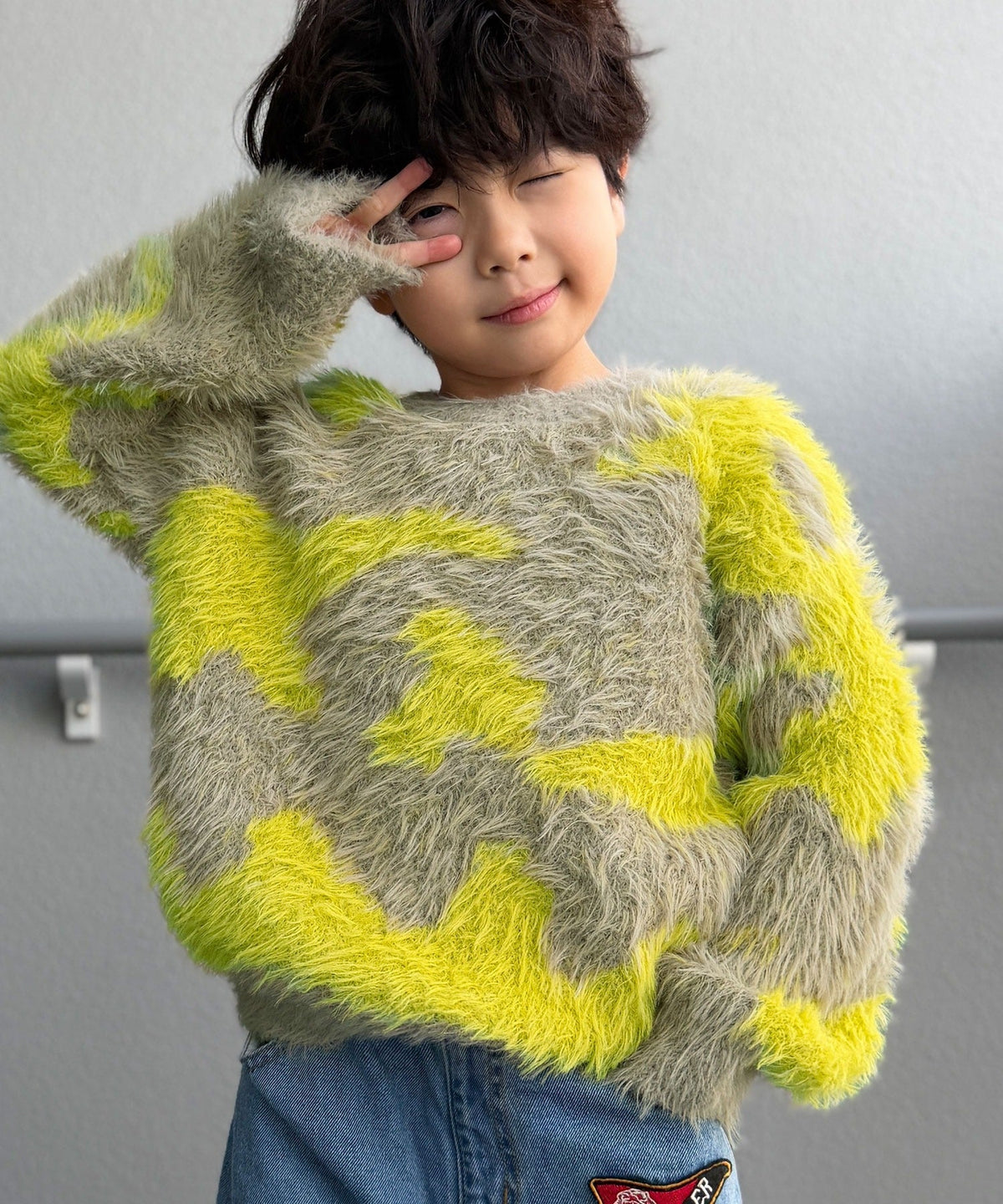 《MAIKOさん×クラシカルエルフコラボ》【親子リンクコーデ可】1枚で主役級！ニュアンス柄ニットプルオーバー ce1015113