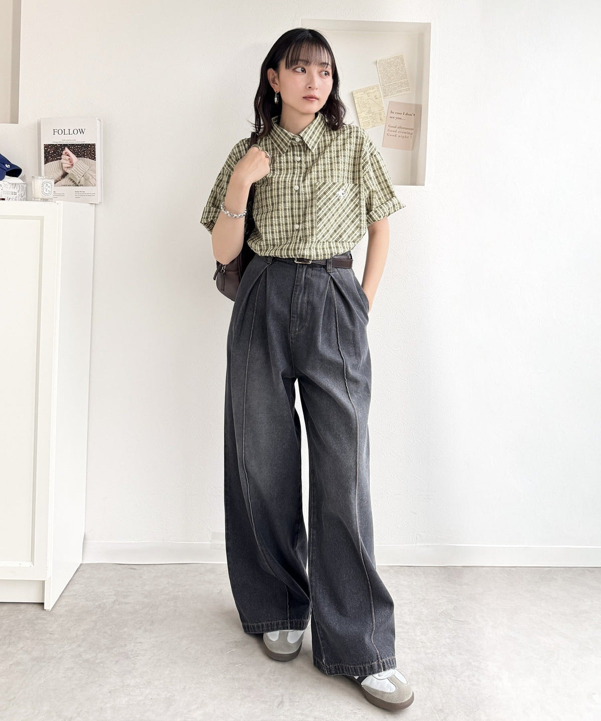 《JaVaジャバコラボ》ベーシックに、垢抜けを。胸ポケット刺繍サッカーチェックシャツ（半袖） jv1010536