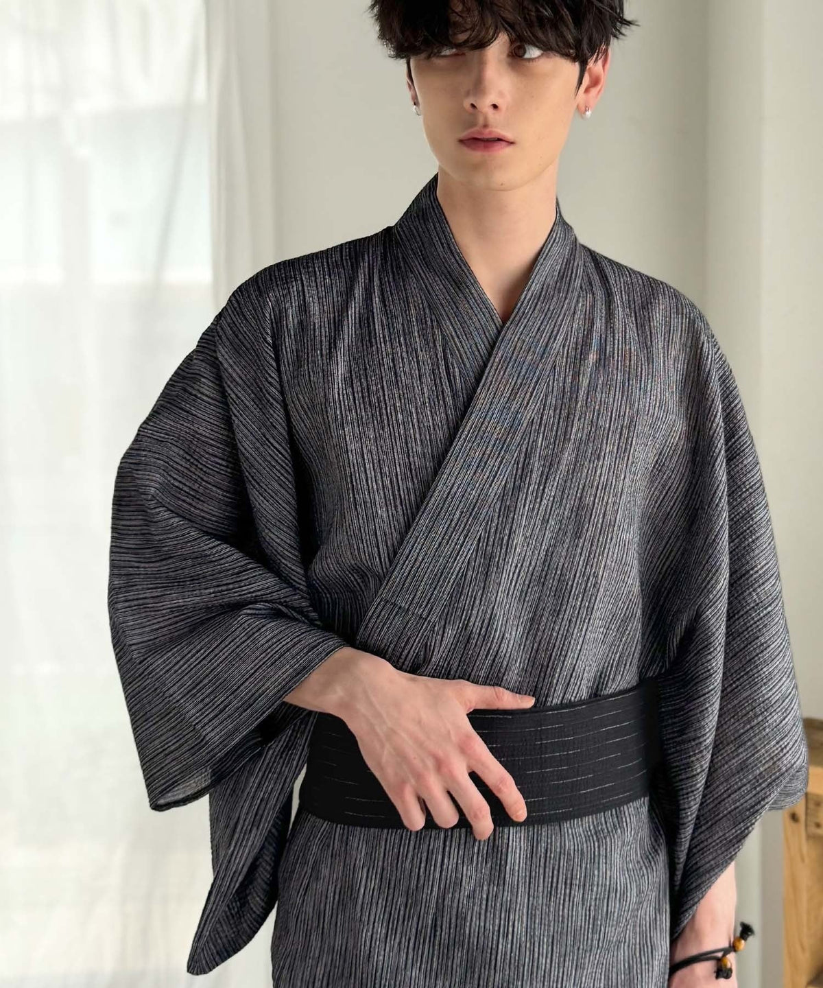 【5点セット】届いたその日から楽しめる。綿100％しじら織りメンズ浴衣 cm1070225