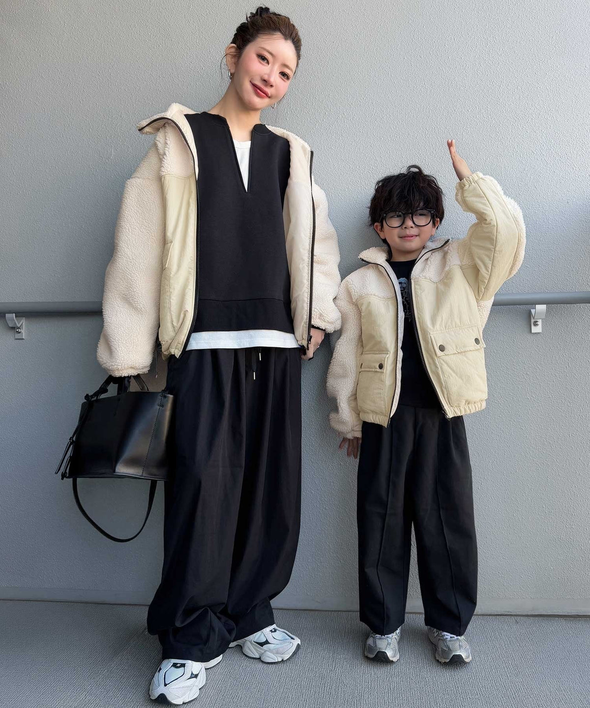 《MAIKO×クラシカルエルフコラボ》【キッズ】ママとお揃いできる♪ボア×ナイロン ポケット付き アウトドアブルゾン ck1010655