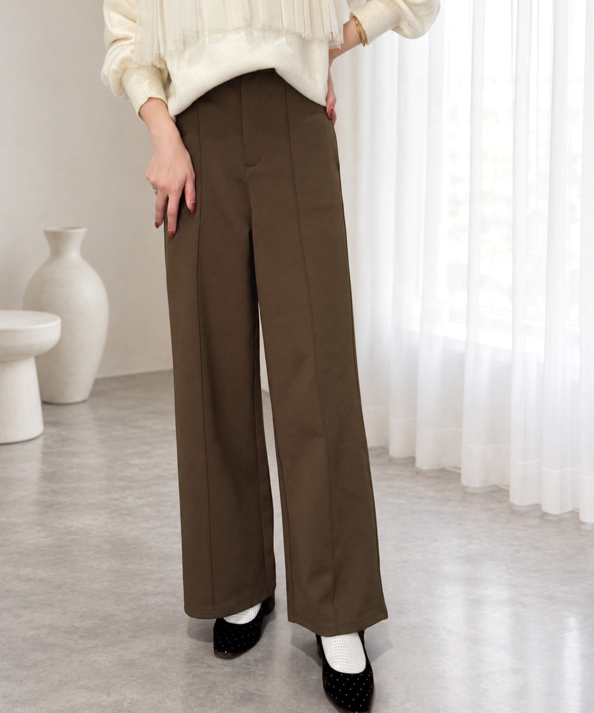 《ERIKOさん×クラシカルエルフコラボ》履くだけで美脚魅せ◎ 柔らかダンボールセンタープレスパンツ ce1015114