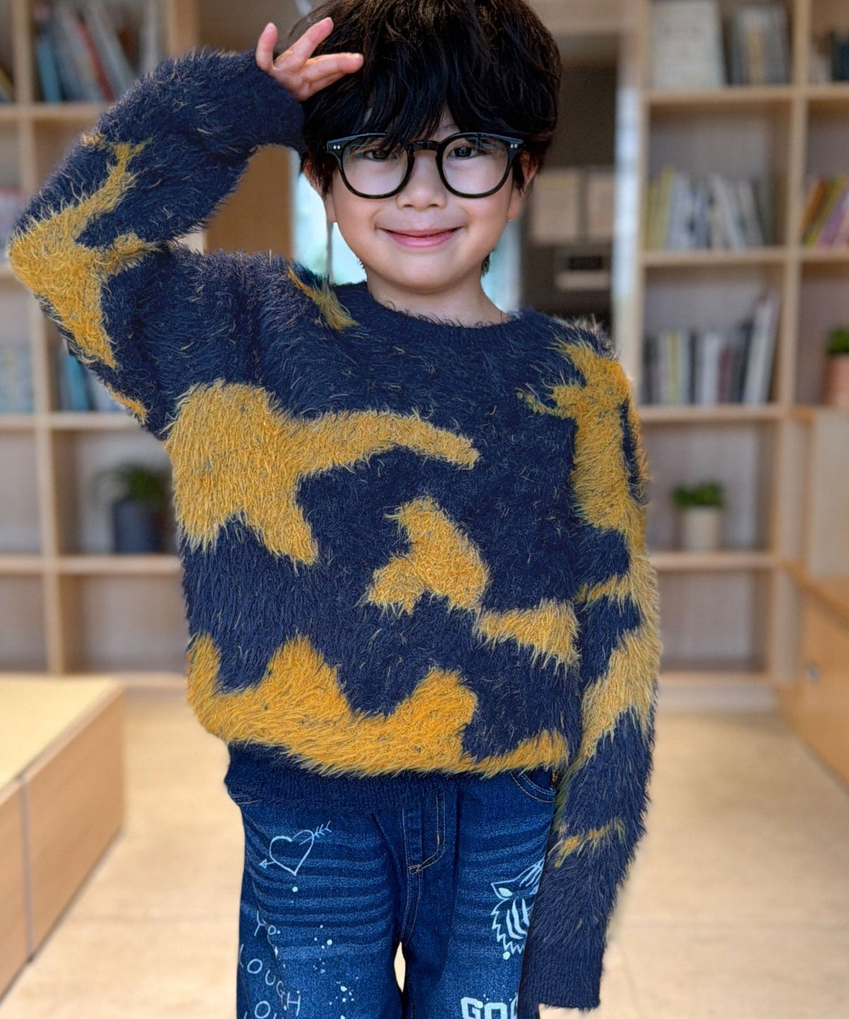 《MAIKO×クラシカルエルフコラボ》【キッズ】ママとお揃いできちゃう♪ニュアンス柄ニットプルオーバー ck1015113