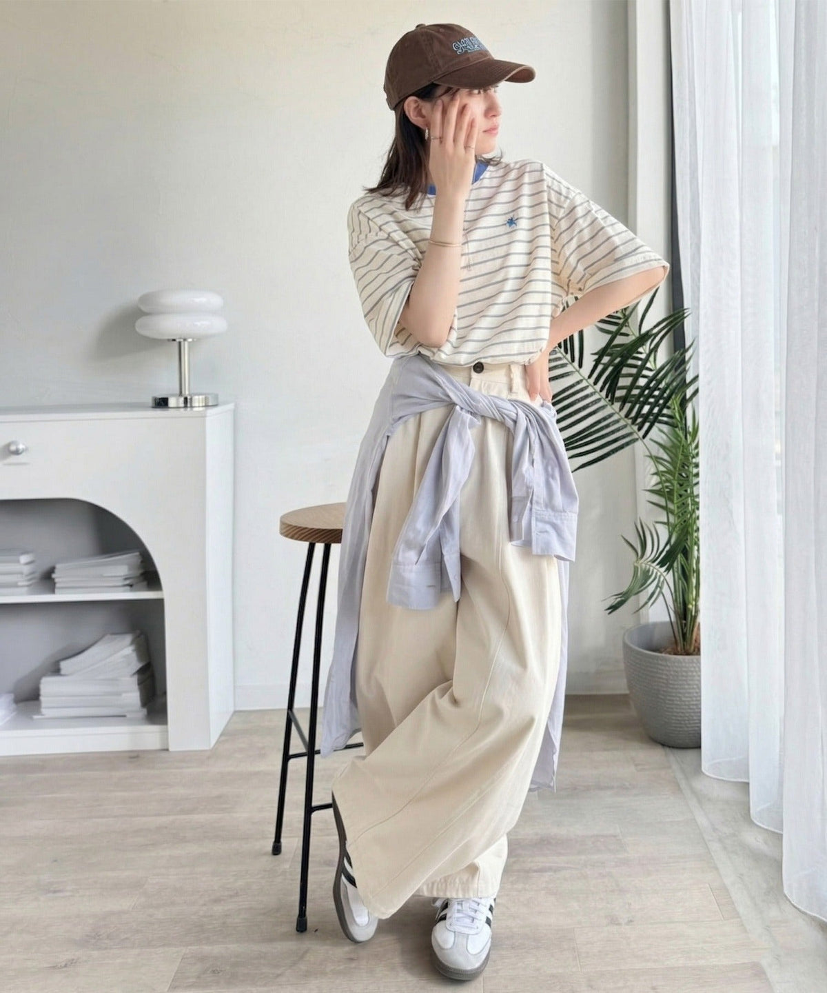 《JaVaジャバコラボ》着回し自在で日常に馴染む♪ 胸刺繍マルチボーダーアソートTシャツ jv1330097