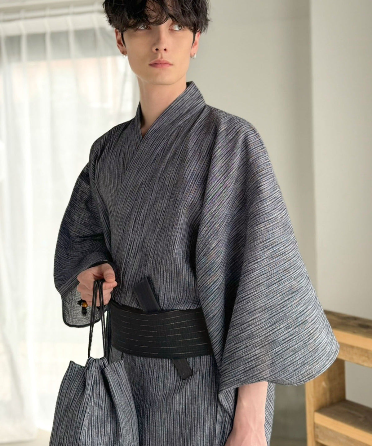 【5点セット】届いたその日から楽しめる。綿100％しじら織りメンズ浴衣 cm1070225
