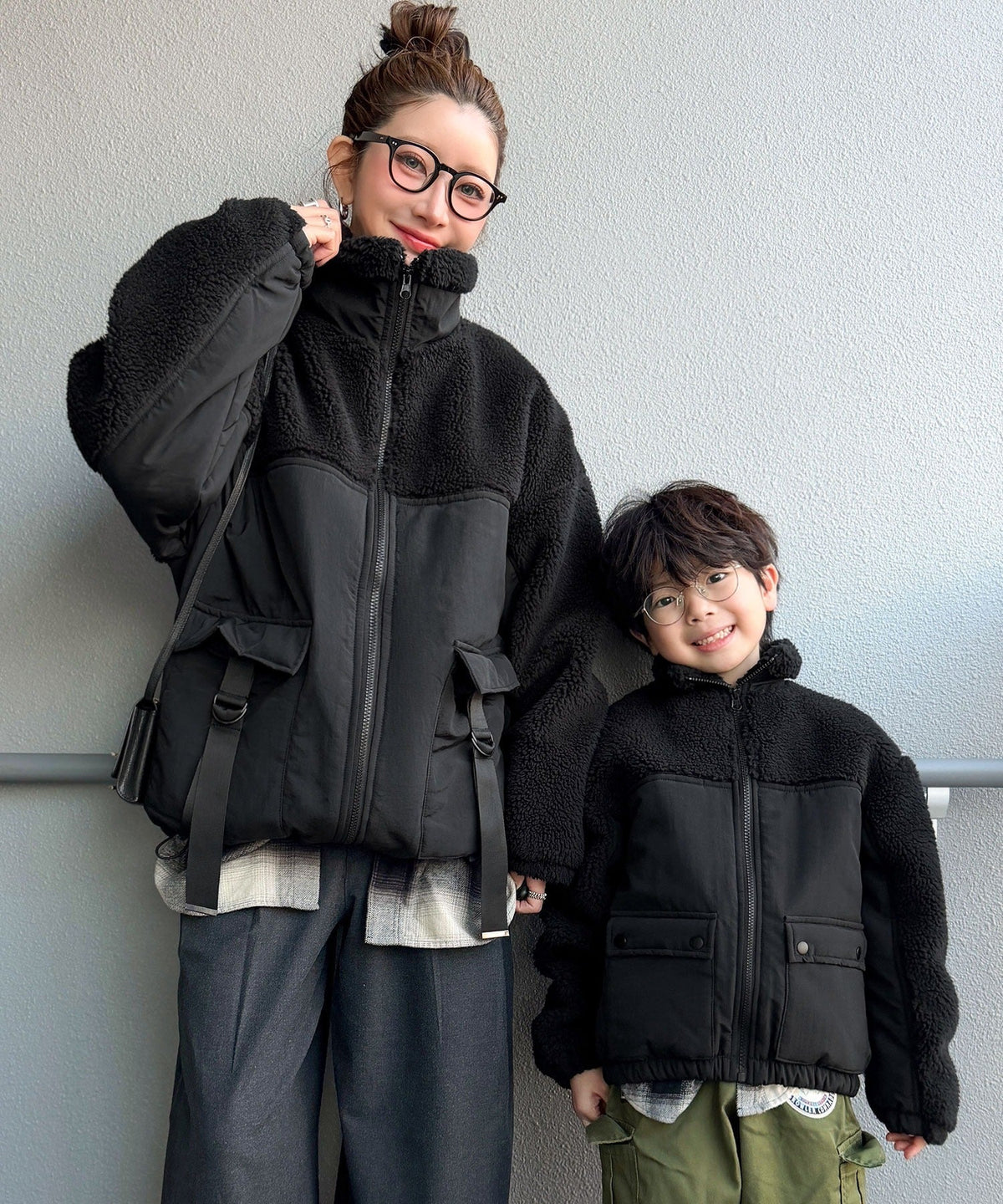 《MAIKOさん×クラシカルエルフコラボ》【親子リンクコーデ可】異素材コンビが魅せる旬のアクティブモード。ボア×ナイロンポケットデザインアウトドアブルゾン ce1010655
