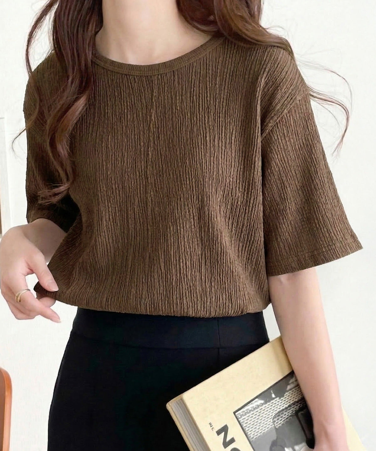軽やか涼感、さらり抜け感。楊柳ベーシックTシャツ(半袖) ce1260529